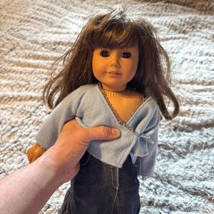 American girl Charming Doll Blue Sweater Doll with Brown Hair